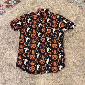 Halloween Creepy Co Mens Small Spooky Halloween Button Up Shirt